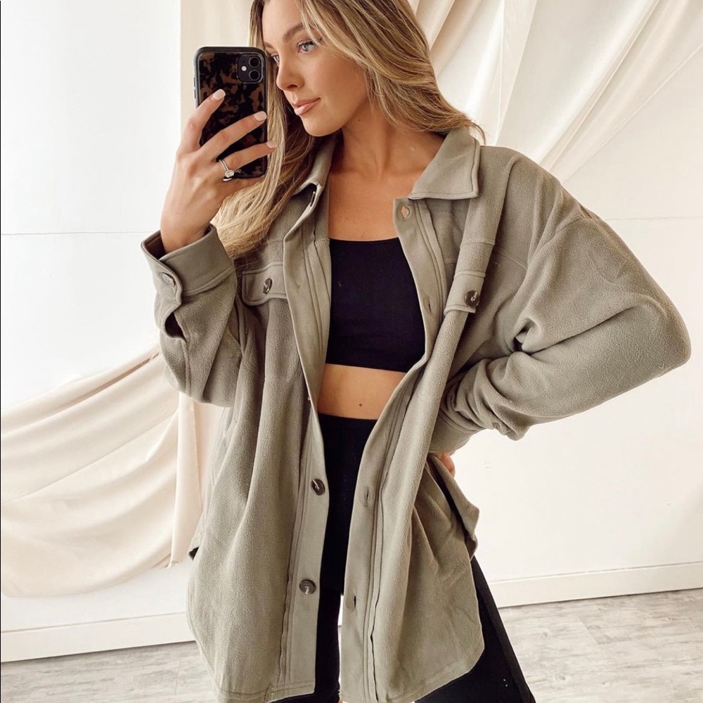Sage Fleece Shacket